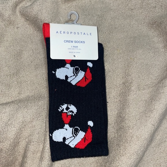 Aeropostale’s Snoopy Santa Hat Crew Socks - Picture 2 of 3